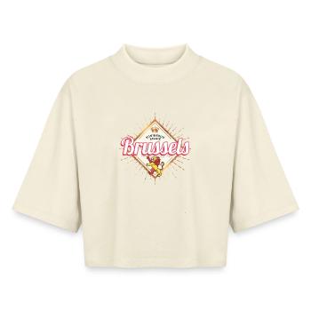 Brussels Europe Capital Belgium Lion Souvenir - Boxy Women's Recycled 1/2 Sleeved T-Shirt by Stanley/Stella - soft Ecru - Front - AI Model Female 172 dark (172cm)