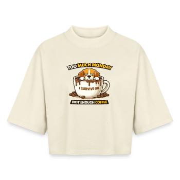 Trop de café du lundi - T-shirt femme coupe boxy recyclé manches mi-longues Stanley/Stella - écru doux - Devant - AI Model Female 172 dark (172cm)