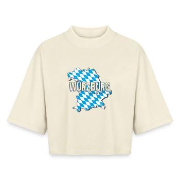 Würzburg City Bavaria Germany Retro Wall Map - Boxy Women's Recycled 1/2 Sleeved T-Shirt by Stanley/Stella - soft Ecru - Front - AI Model Female 172 dark (172cm)