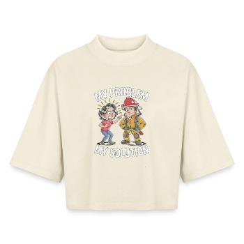 Fire Engineer My Problem My Pictogram Dad Mom - Boxy Women's Recycled 1/2 Sleeved T-Shirt by Stanley/Stella - soft Ecru - Front - AI Model Female 172 dark (172cm)