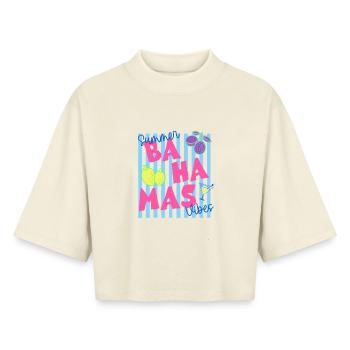 Sommer Bahamas Vibes Tropical Tee - Boxy Frauen Recyceltes 1/2 Sleeved T-Shirt by Stanley/Stella - Natur - Vorne - AI Model Female 172 dark (172cm)