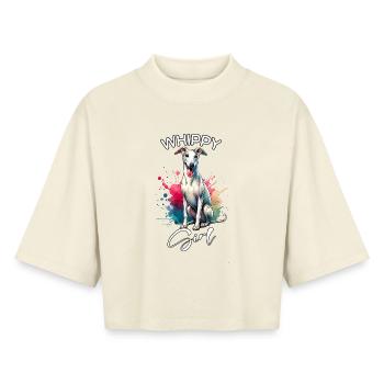 Whippet Mädchen Windhund - Boxy Frauen Recyceltes 1/2 Sleeved T-Shirt by Stanley/Stella - Natur - Vorne - AI Model Female 172 dark (172cm)