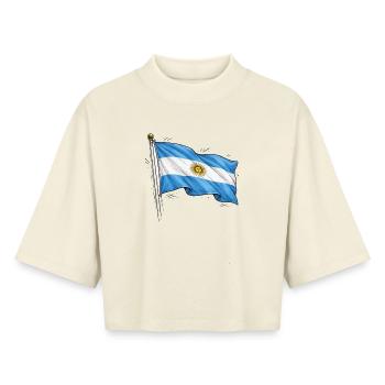 Drapeau de l’Argentine - T-shirt femme coupe boxy recyclé manches mi-longues Stanley/Stella - écru doux - Devant - AI Model Female 172 dark (172cm)