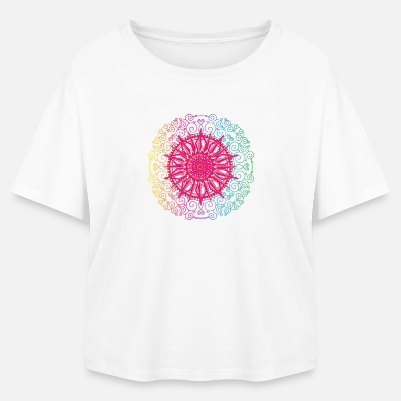 Rainbow Mandala Gradient Circle - Relaxed Fit Women's Modal Cotton T-Shirt by Stanley/Stella - white