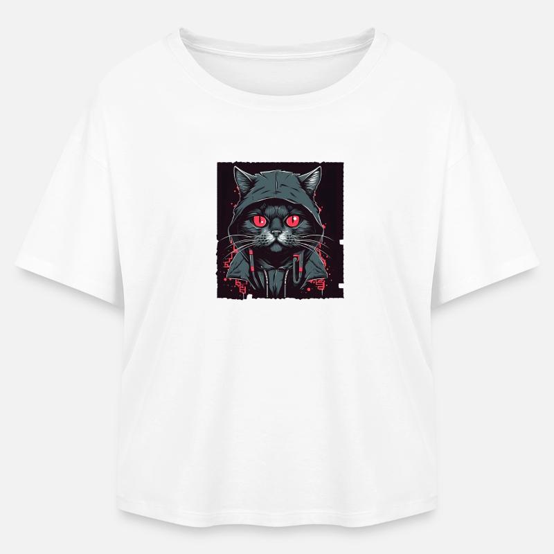 Hacker cat - Relaxed Fit Women's Modal Cotton T-Shirt by Stanley/Stella - white
