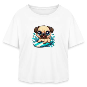 mignon carlin surfeur dessin animé surf été - T-shirt femme coupe décontractée en coton modal Stanley/Stella - blanc - Devant - AI Model Female 172 light (172cm)