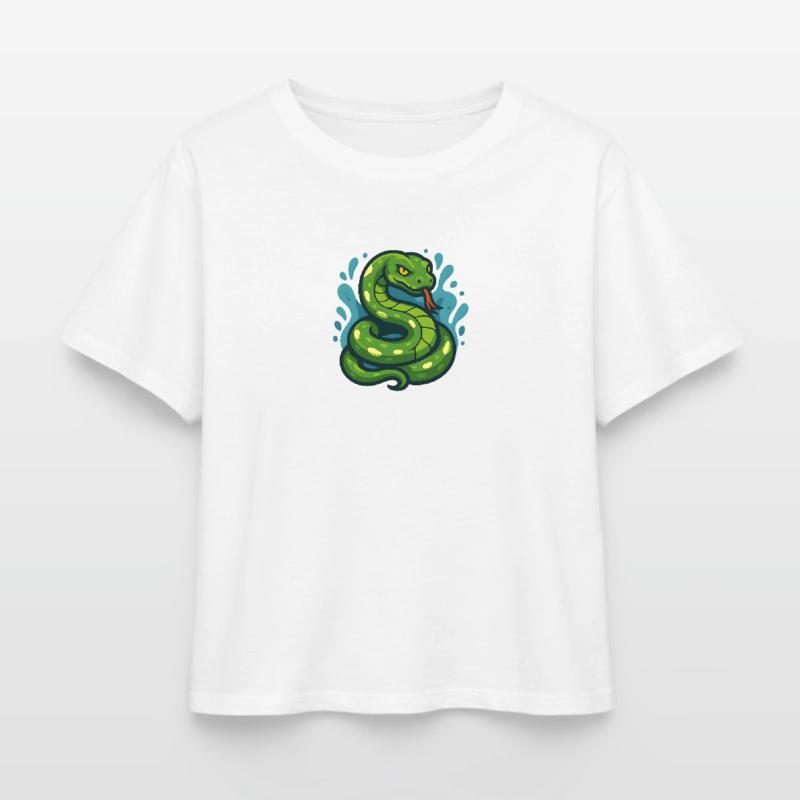 Green Tree Python Snake in Wave Relaxed Fit Women's Modal Cotton T-Shirt by Stanley/Stella