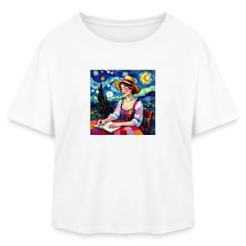 Nocturnal patchwork font - Relaxed Fit Women's Modal Cotton T-Shirt by Stanley/Stella - white - Front - AI Model Female 172 light (172cm)
