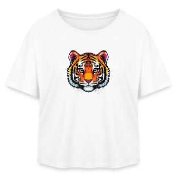 Cute tiger head - Relaxed Fit Women's Modal Cotton T-Shirt by Stanley/Stella - white - Front - AI Model Female 172 light (172cm)