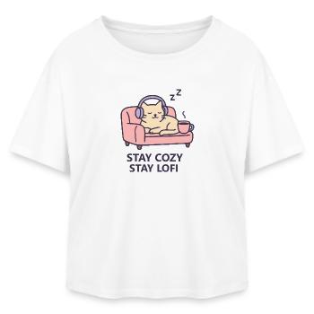 Lofi Cat Hoodie – Stay Cozy Stay Lofi Vibes - Relaxed Fit Frauen Modal Cotton T-Shirt von Stanley/Stella - Weiß - Vorne - AI Model Female 172 light (172cm)