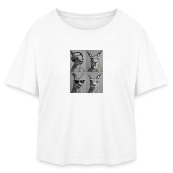 Kangourou - T-shirt femme coupe décontractée en coton modal Stanley/Stella - blanc - Devant - AI Model Female 172 light (172cm)
