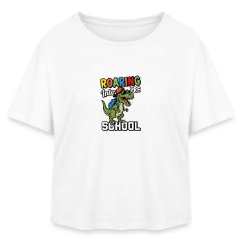 Roaring into Preschool Dinosaur Back to School - Relaxed Fit Women's Modal Cotton T-Shirt by Stanley/Stella - white - Front - AI Model Female 172 light (172cm)