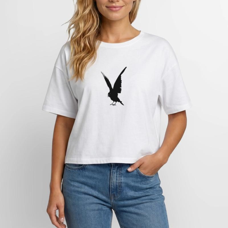 Schwarze Vogelkrähe oder Rabenschattenfigur Relaxed Fit Frauen Modal Cotton T-Shirt von Stanley/Stella