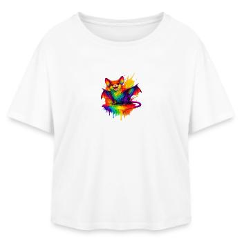 Rainbow Bat Splash - Relaxed Fit Women's Modal Cotton T-Shirt by Stanley/Stella - white - Front - AI Model Female 172 light (172cm)