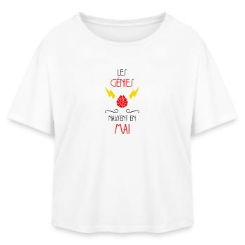 Les Génies Naissent en Mai Cadeau Anniversaire - T-shirt femme coupe décontractée en coton modal Stanley/Stella - blanc - Devant - AI Model Female 172 light (172cm)