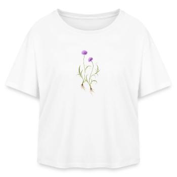 Meadow Flower Nature Illustration - Relaxed Fit Women's Modal Cotton T-Shirt by Stanley/Stella - white - Front - AI Model Female 172 light (172cm)
