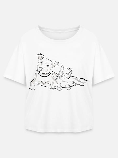 Katze Hund - Relaxed Fit Frauen Modal Cotton T-Shirt von Stanley/Stella - Weiß