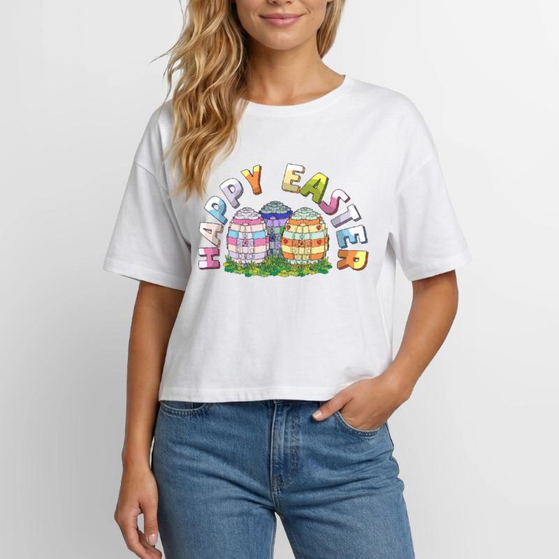 Happy Easter Brick Builder Easter Eggs Bricks Relaxed Fit Women's Modal Cotton T-Shirt by Stanley/Stella