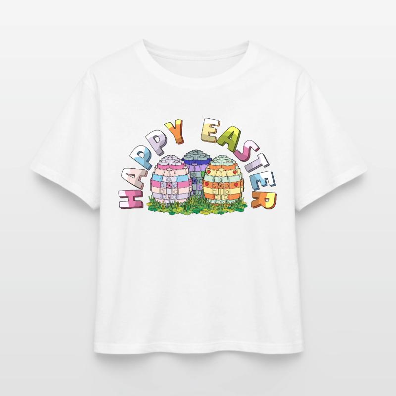 Happy Easter Brick Builder Easter Eggs Bricks Relaxed Fit Women's Modal Cotton T-Shirt by Stanley/Stella