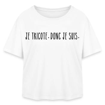 Je Tricote Donc Je Suis - Humour Tricot - T-shirt femme coupe décontractée en coton modal Stanley/Stella - blanc - Devant - AI Model Female 172 light (172cm)