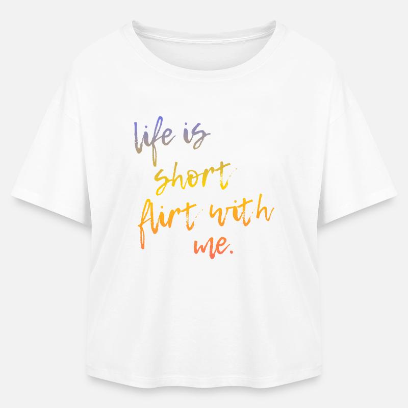 La vie est courte Draguette avec moi - Tour Gradient Script - T-shirt femme coupe décontractée en coton modal Stanley/Stella - blanc