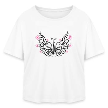 Butterfly with cherry blossoms - Relaxed Fit Women's Modal Cotton T-Shirt by Stanley/Stella - white - Front - AI Model Female 172 light (172cm)
