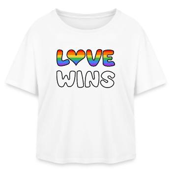 Love Wins: Rainbow Love Design - Relaxed Fit Women's Modal Cotton T-Shirt by Stanley/Stella - white - Front - AI Model Female 172 light (172cm)