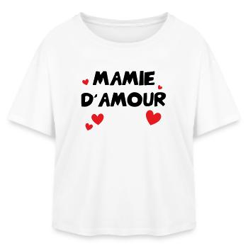 Mamie d'Amour - T-shirt femme coupe décontractée en coton modal Stanley/Stella - blanc - Devant - AI Model Female 172 light (172cm)
