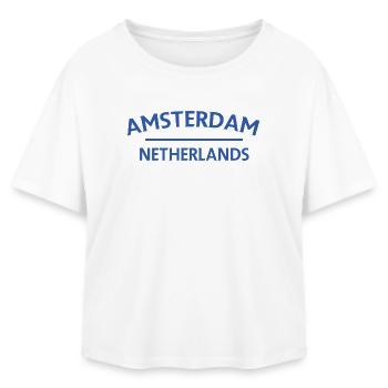 Textdesign Amsterdam – Pays-Bas - T-shirt femme coupe décontractée en coton modal Stanley/Stella - blanc - Devant - AI Model Female 172 light (172cm)