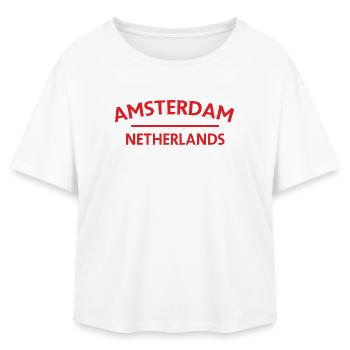 Textdesign Amsterdam – Pays-Bas - T-shirt femme coupe décontractée en coton modal Stanley/Stella - blanc - Devant - AI Model Female 172 light (172cm)