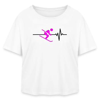 SKIING HEARTBEAT PINK WINTER SPORT CARVING - Relaxed Fit Women's Modal Cotton T-Shirt by Stanley/Stella - white - Front - AI Model Female 172 light (172cm)