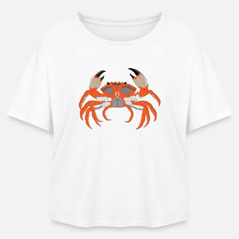 Crab Print - Relaxed Fit Women's Modal Cotton T-Shirt by Stanley/Stella - white