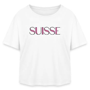 SWITZERLAND. COUNTRY. GENEVA. SWITZERLAND. HUMOR. COUNTRY - Relaxed Fit Women's Modal Cotton T-Shirt by Stanley/Stella - white - Front - AI Model Female 172 light (172cm)