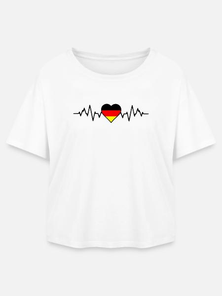 Deutschland-Herzschlag - Relaxed Fit Frauen Modal Cotton T-Shirt von Stanley/Stella - Weiß