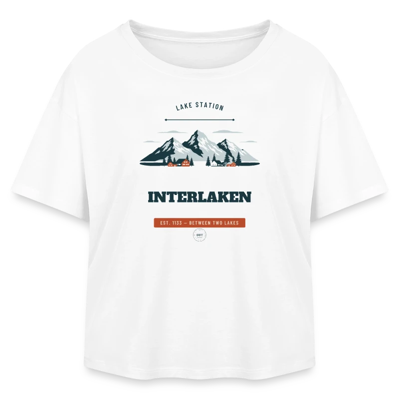 Interlaken badge on a relaxed fit women's modal cotton t-shirt by stanley/stella