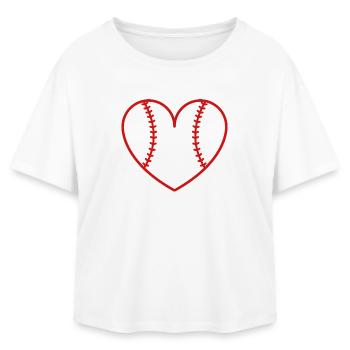 Baseball softball heart - Relaxed Fit Women's Modal Cotton T-Shirt by Stanley/Stella - white - Front - AI Model Female 172 light (172cm)