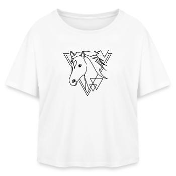 Cheval en forme géométrique - Conception d’art au trait - T-shirt femme coupe décontractée en coton modal Stanley/Stella - blanc - Devant - AI Model Female 172 light (172cm)