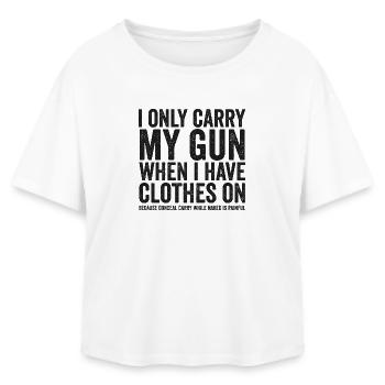 I'm Just Carrying My Gun – Funny Gun Rights – - Relaxed Fit Women's Modal Cotton T-Shirt by Stanley/Stella - white - Front - AI Model Female 172 light (172cm)