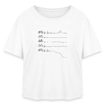 Minimalistische Fahrrad-Strichzeichnung auf Schwarz - Relaxed Fit Frauen Modal Cotton T-Shirt von Stanley/Stella - Weiß - Vorne - AI Model Female 172 light (172cm)