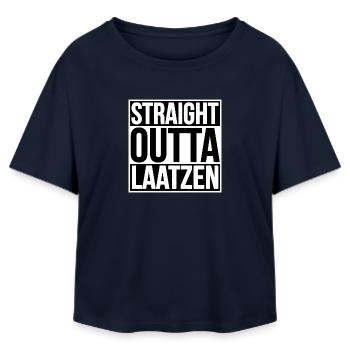 Straight Outta Laatzen - Relaxed Fit Women's Modal Cotton T-Shirt by Stanley/Stella - navy - Front - AI Model Female 172 light (172cm)