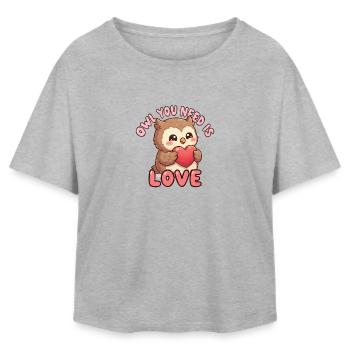 Doux Hibou Amour avec le cœur - T-shirt femme coupe décontractée en coton modal Stanley/Stella - gris chiné - Devant - AI Model Female 172 light (172cm)