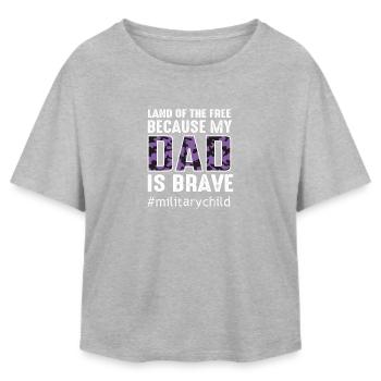 Children with military Camouflage Text design - Relaxed Fit Women's Modal Cotton T-Shirt by Stanley/Stella - heather grey - Front - AI Model Female 172 light (172cm)