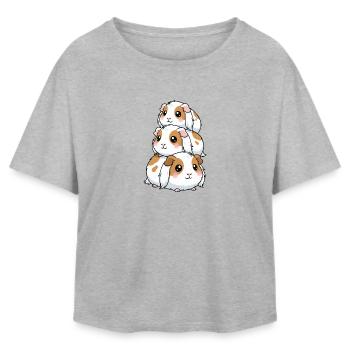 Stacked Guinea Pig Kawaii Trio - Relaxed Fit Women's Modal Cotton T-Shirt by Stanley/Stella - heather grey - Front - AI Model Female 172 light (172cm)