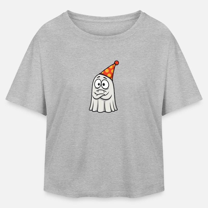Grumpy Ghost with Party Hat - Relaxed Fit Women's Modal Cotton T-Shirt by Stanley/Stella - heather grey
