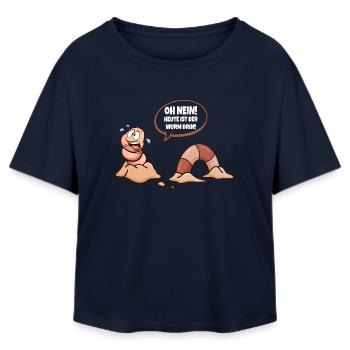 Oh nein! Heute ist der Wurm drin! - Relaxed Fit Frauen Modal Cotton T-Shirt von Stanley/Stella - Navy - Vorne - AI Model Female 172 light (172cm)