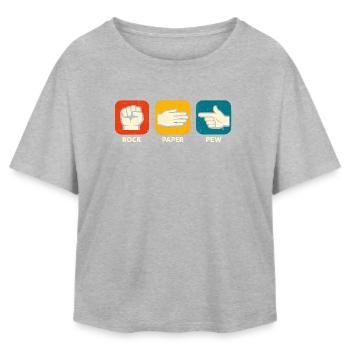 Stein Papier Pew Lustige Waffe 2. Verfassungszusat - Relaxed Fit Frauen Modal Cotton T-Shirt von Stanley/Stella - Grau meliert - Vorne - AI Model Female 172 light (172cm)
