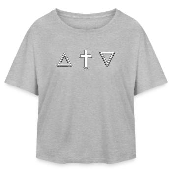 Minimalist Triangle Cross Icon - Relaxed Fit Women's Modal Cotton T-Shirt by Stanley/Stella - heather grey - Front - AI Model Female 172 light (172cm)