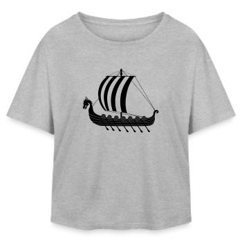 Vaisseau dragon viking dragar - T-shirt femme coupe décontractée en coton modal Stanley/Stella - gris chiné - Devant - AI Model Female 172 light (172cm)
