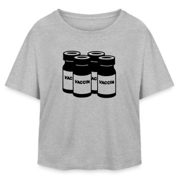 Jars with vaccine and inscription 'Vaccine' - Relaxed Fit Women's Modal Cotton T-Shirt by Stanley/Stella - heather grey - Front - AI Model Female 172 light (172cm)