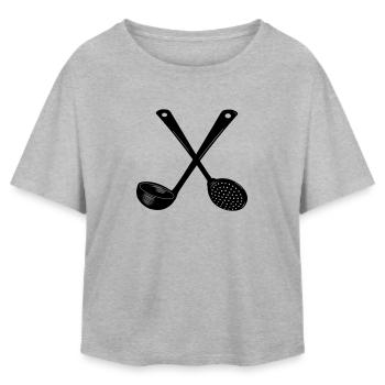 Gekreuzter Suppenlöffel und geschlitzter Löffel - Relaxed Fit Frauen Modal Cotton T-Shirt von Stanley/Stella - Grau meliert - Vorne - AI Model Female 172 light (172cm)